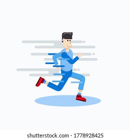 el joven corre rápido. carácter vectorial de niño aislado en fondo blanco. ilustración de dibujos animados planos