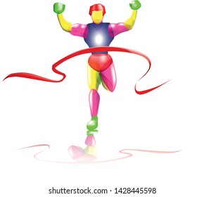 Young man runner is running to come the finish line EPS 10 vector and 