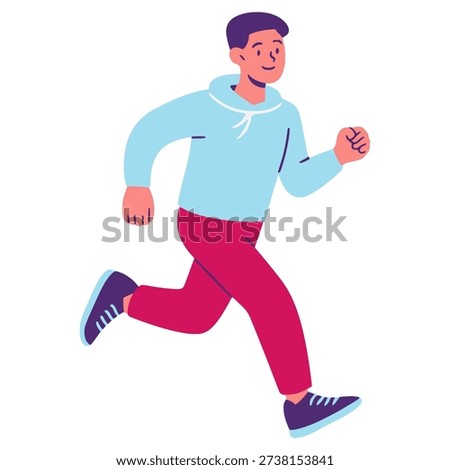 young man runner sport exercise training endurance healthy workout flat color vector illustration template design