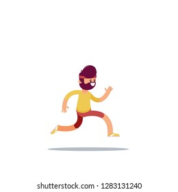 The young man is running. Athlete jogging. Vector illustration in flat style.