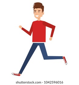 young man running avatar character