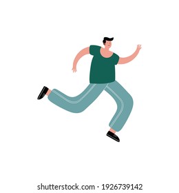 young man running avatar character vector illustration design