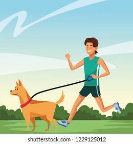 young man running cartoon