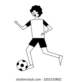 young man running with soccer ball