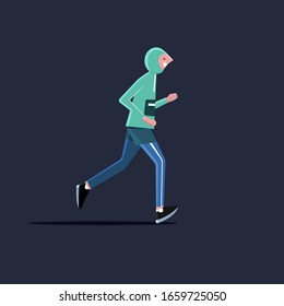 Young man running. Sport and active lifestyle. Flat vector illustration. Design elements.