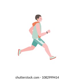  Young man running. Vector.