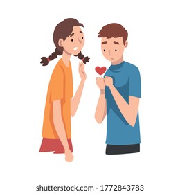 El joven está triste por el fracaso de la chica. Amor indiviso. Ilustración vectorial.