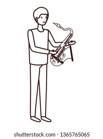 young man with saxophone character