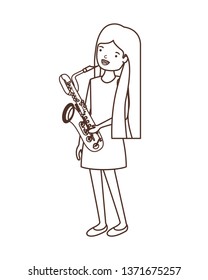 young man with saxophone character