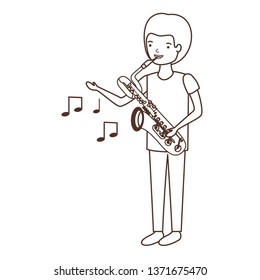 young man with saxophone character