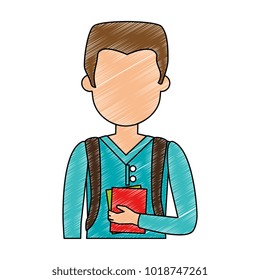 young man with school bag avatar character