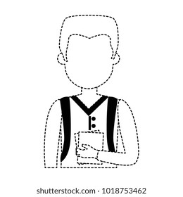 young man with school bag avatar character