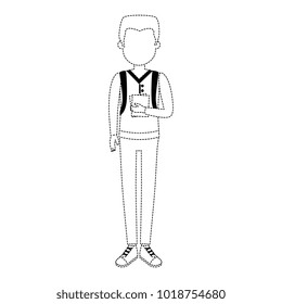 young man with school bag avatar character