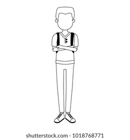 young man with school bag avatar character