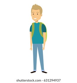 young man with school bag avatar character