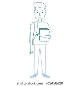 young man with school bag avatar character