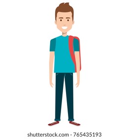 young man with school bag avatar character