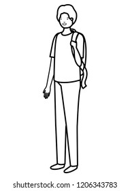 young man with school bag character