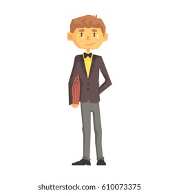 Young Man School Teacher In Classic Outfit, Education Professional Cartoon Character