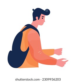young man with schoolbag character isolated