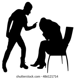 Young man screaming against a sad young woman