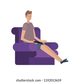 young man seated in the sofa avatar character