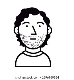 young man shaved avatar character icon vector illustration design