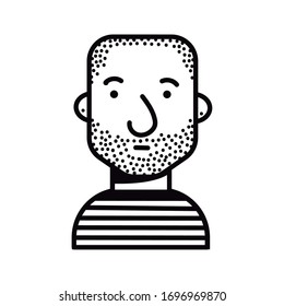 young man shaved head avatar character icon vector illustration design
