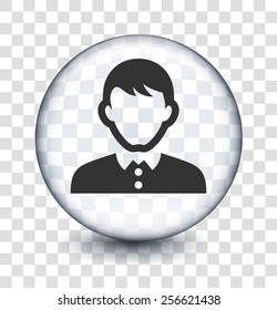 Young Man in a Shirt on Transparent Round Buttons