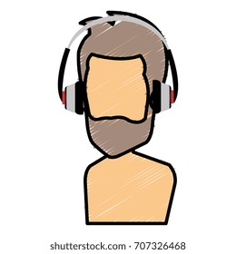 young man shirtless with earphones avatar character