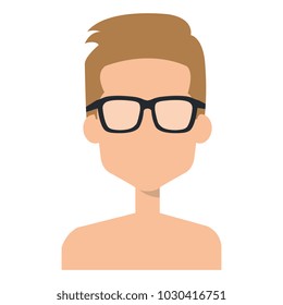 young man shirtless with glasses avatar character