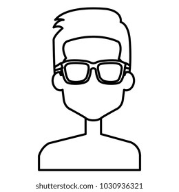 young man shirtless with glasses avatar character