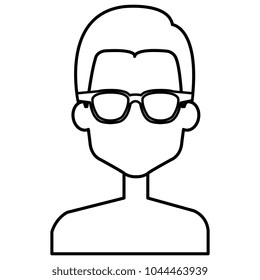 young man shirtless with glasses avatar character