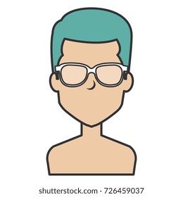 young man shirtless with glasses avatar character