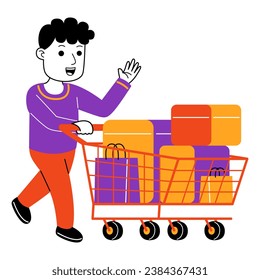 young man shopper vector illustration