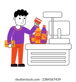 young man shopper vector illustration