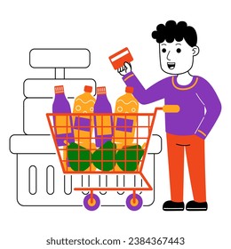 young man shopper vector illustration
