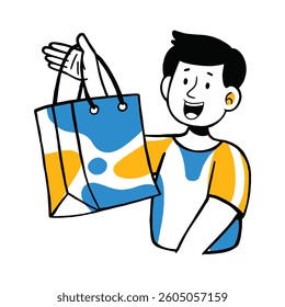 young man shopping vector illustration