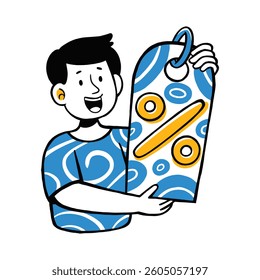 young man shopping vector illustration