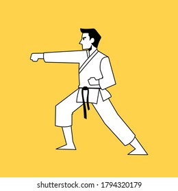 Young Man Showing Karate Kick Technique Stock Vector (Royalty Free ...