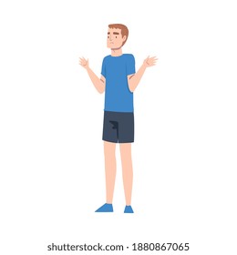 Young Man Showing Rejection and Refusal Gesture with His Hands Vector Illustration