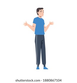 Joven mostrando rechazo y gesto de rechazo con su ilustración vectorial de manos