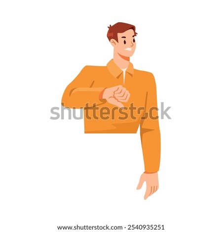 Young Man Showing Thumb Down Hand Gesture Vector Illustration