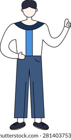 a young man showing a thumbs up gesture
