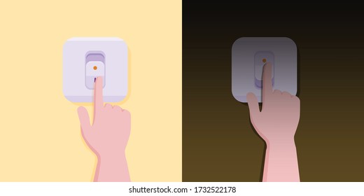 The Young Man Shuts Down And Turns On The Light In His Own Room.
Illustration About Turn On And Turn Off Switch.