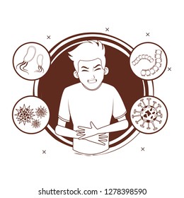 young man sick cartoon