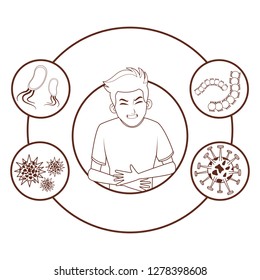 young man sick cartoon