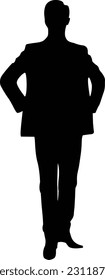 young man silhouette on suit 