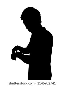 Young man silhouette vector