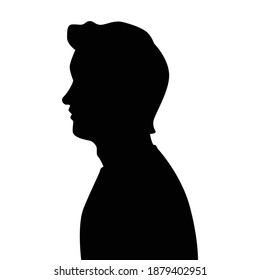 Young man silhouette vector, black and white people.